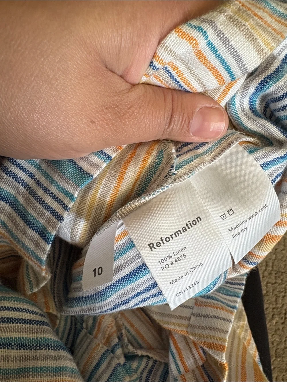 Reformation Striped Linen Short Romper Size 10